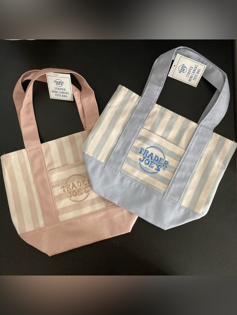 Trader Joe’s Mini Pastel Stripe Canvas Tote Bag Limited Edition, 2 bags